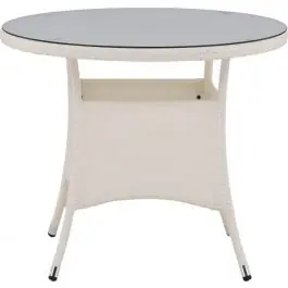 Runder Esstisch Volta Venture Design - Künstliches Rattan/Weiß - ⌀90cm Abverkauf