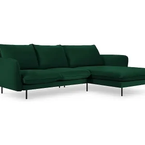Neu Im Sortiment Cosmopolitan Design - 5-Sitzer Ecksofa rechts "Vienna" aus Samt flaschengrün - 255x170x95cm