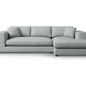 Saisonangebot CXL by Christian Lacroix - 5-Sitzer Ecksofa rechts "Tendance" Sitzer aus strukturiertem Stoff hellgrau - 282x174x72cm