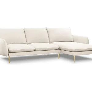Saisonangebot Cosmopolitan Design - 5-Sitzer Ecksofa rechts "Vienna" aus Boucle beige - 255x170x95cm