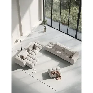 Versand Am Gleichen Tag CXL by Christian Lacroix - 3-Sitzer modulares Sofa links "Lorella" Sitzer aus strukturiertem Stoff beige - 265x85x70cm