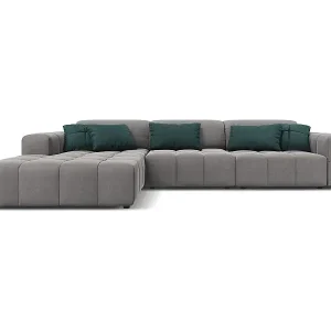 Sichere Zahlung CXL by Christian Lacroix - 4-Sitzer Ecksofa links "Luc" Sitzer aus Samt hellgrau - 284x166x70cm