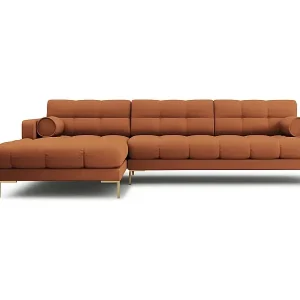 Bestseller Cosmopolitan Design - 5-Sitzer Ecksofa links "Bali" aus strukturiertem Stoff ziegelrot - 293x185x75cm