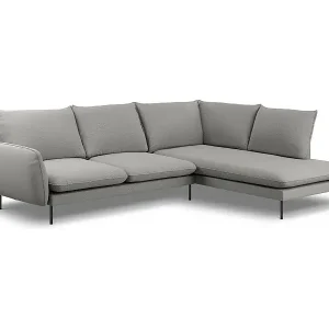 Sofort Bestellen Cosmopolitan Design - 6-Sitzer Ecksofa rechts "Vienna" aus Boucle grau - 275x185x95cm