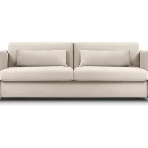 Knallerangebot CXL by Christian Lacroix - 3-Sitzer ausklappbares Sofa "Yanis" Sitzer aus Samt beige - 202x102x80cm