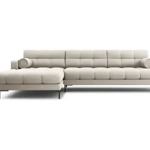 Knallerangebot Cosmopolitan Design - 5-Sitzer Ecksofa links "Bali" aus strukturiertem Stoff beige - 293x185x75cm