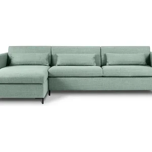 CXL by Christian Lacroix - 5-Sitzer ausklappbares Ecksofa links mit Container "Yanis" Sitzer aus strukturiertem Stoff minze - 280x170x80cm Neuheit