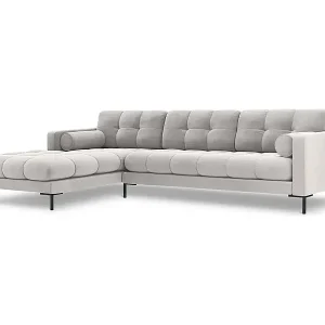 Cosmopolitan Design - 5-Sitzer Ecksofa links "Bali" aus Samt silber - 293x185x75cm Neu