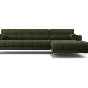 Cosmopolitan Design - 5-Sitzer Ecksofa rechts "Bali" aus strukturiertem Stoff grün - 293x185x75cm Beliebt