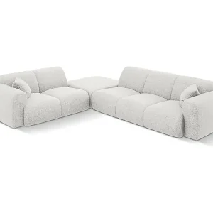 Cosmopolitan Design - 4-Sitzer Ecksofa links "Nolio" aus Chenille-Stoff hellgrau - 315x250x72cm Billig
