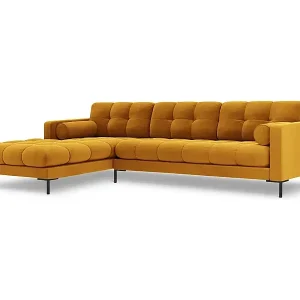 Cosmopolitan Design - 5-Sitzer Ecksofa links "Bali" aus Samt gelb - 293x185x75cm Sonderaktion