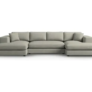 CXL by Christian Lacroix - 5-Sitzer Panoramasofa "Tendance" Sitzer aus Cord hellgrau - 344x170x72cm Nur Heute