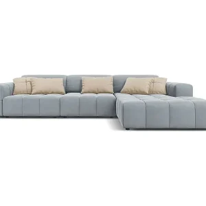 CXL by Christian Lacroix - 4-Sitzer Ecksofa rechts "Luc" Sitzer aus Samt hellblau - 284x166x70cm Markenware
