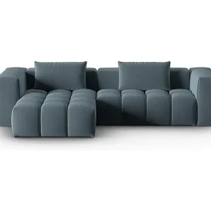 Preiswert CXL by Christian Lacroix - 3-Sitzer modulares Ecksofa links "Lorella" Sitzer aus Samt pastellblau - 260x145x70cm