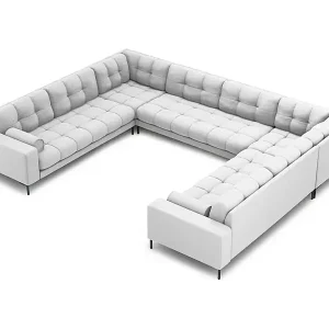 Direkt Vom Hersteller Cosmopolitan Design - 9-Sitzer Panoramasofa "Bali" aus strukturiertem Stoff hellgrau - 327x256x75cm