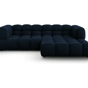 Ausverkauf Cosmopolitan Design - 3-Sitzer modulares Ecksofa rechts "Sky" aus Samt königsblau - 244x162x75cm