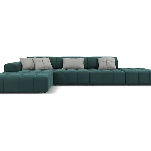 CXL by Christian Lacroix - 5-Sitzer Ecksofa links "Luc" Sitzer aus Samt petrol - 341x166x70cm Preisknaller