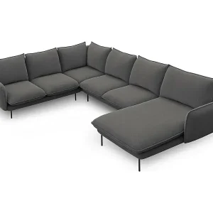 Cosmopolitan Design - 7-Sitzer Panoramasofa links "Vienna" aus strukturiertem Stoff dunkelgrau - 330x235x95cm Jetzt Bestellen
