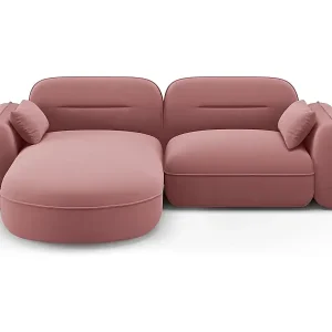 Cosmopolitan Design - 3-Sitzer modulares Ecksofa links "Sydney" aus Samt lachs - 230x165x70cm Online Kaufen
