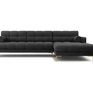 Jetzt Bestellen Cosmopolitan Design - 5-Sitzer Ecksofa rechts "Bali" aus strukturiertem Stoff dunkelgrau - 293x185x75cm