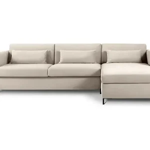 Neu Im Sortiment CXL by Christian Lacroix - 4-Sitzer ausklappbares Ecksofa rechts "Yanis" Sitzer aus Samt beige - 260x170x80cm