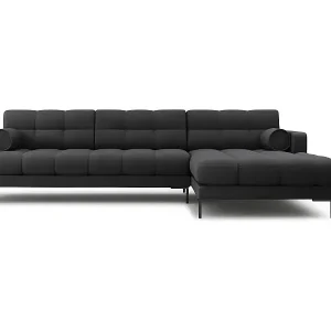 Abverkauf Cosmopolitan Design - 5-Sitzer Ecksofa rechts "Bali" aus strukturiertem Stoff dunkelgrau - 293x185x75cm