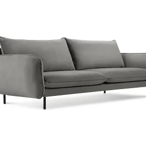 Saisonangebot Cosmopolitan Design - 4-Sitzer Sofa "Vienna" aus Samt hellgrau - 230x92x95cm