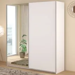 Sichere Zahlung Kleiderschrank Swings - 178x59x203cm - mit Spiegel - 2 Türen - weiß