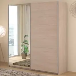 Kleiderschrank Swings - 178x59x203cm - mit Spiegel - 2 Türen - Eichendekor Preis Gesenkt