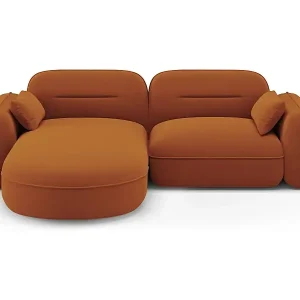 Letzte Chance Cosmopolitan Design - 3-Sitzer modulares Ecksofa links "Sydney" aus Samt terrakotta - 230x165x70cm