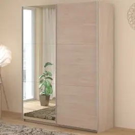 Kleiderschrank Swings - 148x59x203cm - mit Spiegel - 2 Türen - Eichendekor Sonderangebot