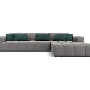 CXL by Christian Lacroix - 4-Sitzer Ecksofa rechts "Luc" Sitzer aus Samt hellgrau - 284x166x70cm Begrenztes Angebot