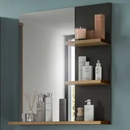 Spiegel Canu Xonox - basaltgrau & Holzoptik - 63x73x16 cm Aktuell