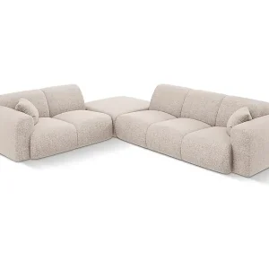 Cosmopolitan Design - 4-Sitzer Ecksofa links "Nolio" aus Chenille-Stoff beige - 315x250x72cm Neu