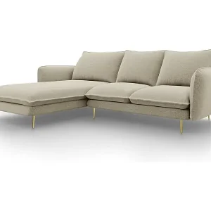 Cosmopolitan Design - 5-Sitzer Ecksofa links "Vienna" aus strukturiertem Stoff beige - 255x170x95cm Preiswert