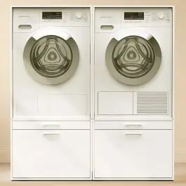 Schränke für Waschküche Linea - 133x67x142cm - 2 Schubladen - weiß Super-Preis