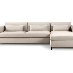 CXL by Christian Lacroix - 5-Sitzer ausklappbares Ecksofa rechts "Yanis" Sitzer aus Samt beige - 280x170x80cm Zertifiziert