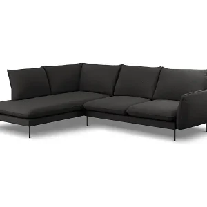 Sofort Bestellen Cosmopolitan Design - 6-Sitzer Ecksofa links "Vienna" aus Boucle schwarz - 275x185x95cm