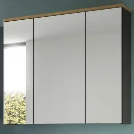Sichere Zahlung Spiegelschrank Canu Xonox - basaltgrau mit Holz-Detail - 80x73x21 cm