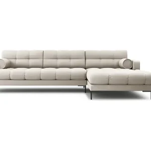 Cosmopolitan Design - 5-Sitzer Ecksofa rechts "Bali" aus strukturiertem Stoff beige - 293x185x75cm Neue Kollektion