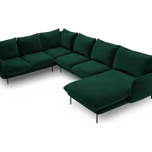 Cosmopolitan Design - 7-Sitzer Panoramasofa links "Vienna" aus Samt flaschengrün - 330x235x95cm Highlight