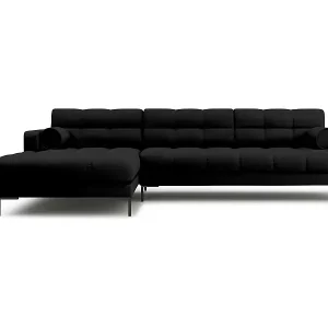 Kostenloser Rückversand Cosmopolitan Design - 5-Sitzer Ecksofa links "Bali" aus strukturiertem Stoff schwarz - 293x185x75cm
