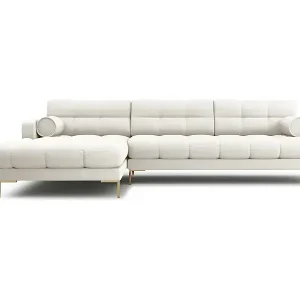 Cosmopolitan Design - 5-Sitzer Ecksofa links "Bali" aus strukturiertem Stoff leichtes beige - 293x185x75cm Schneller Versand