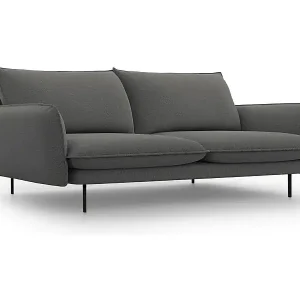 Top-Angebot Cosmopolitan Design - 4-Sitzer Sofa "Vienna" aus strukturiertem Stoff dunkelgrau - 230x92x95cm