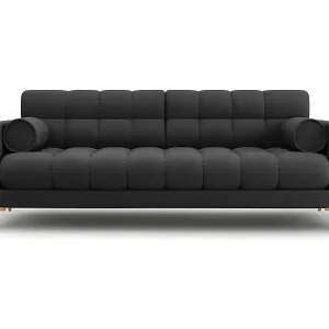 Cosmopolitan Design - 4-Sitzer Sofa "Bali" aus strukturiertem Stoff dunkelgrau - 217x92x75cm Direkt Vom Hersteller