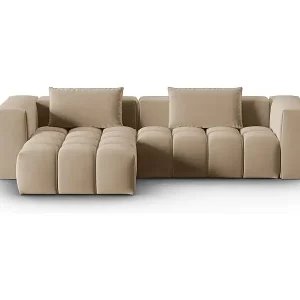 Letzte Chance CXL by Christian Lacroix - 3-Sitzer modulares Ecksofa links "Lorella" Sitzer aus Samt sand - 260x145x70cm