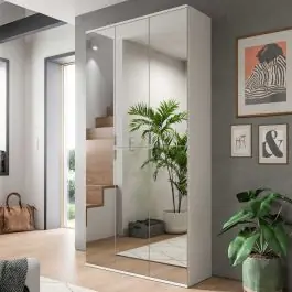 Kleiderschrank Projekt X Xonox - Weiß Laminat - 91x193x34 cm - Spiegel Super-Preis