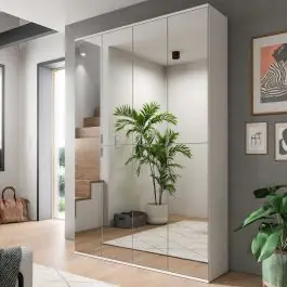 Kleiderschrank Projekt X Xonox – Weiß Laminat & Spiegeltüren – 122x193x34 cm Neu Im Sortiment