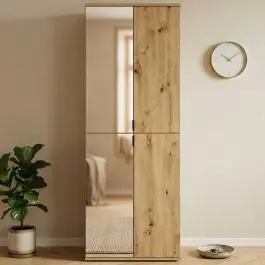 Rabatt Kleiderschrank Projekt X Emob - Artisan Oak - 60x193x34 cm - Spiegel