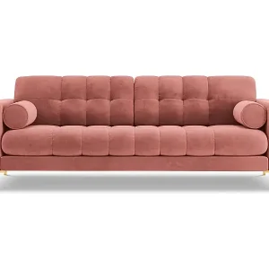 Super-Preis Cosmopolitan Design - 4-Sitzer Sofa "Bali" aus Samt rosa - 217x92x75cm
